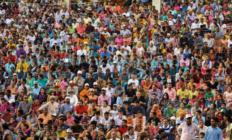 a large crowd of people are gathered together